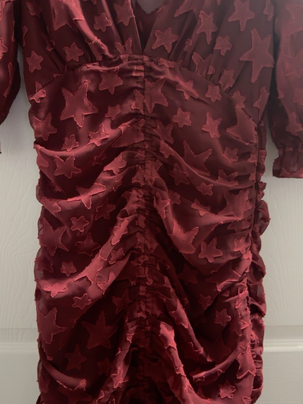 ASOS Burgundy Star-Pattern Ruched Mini Dress - Picture 4 of 4